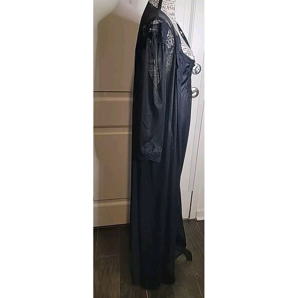 Vintage Black Lace Nightgown & Robe Set Sheer Lingerie Sleepwear Glam Whimsigoth - Picture 8 of 9